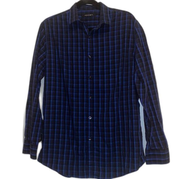 Axist Men’s Button Up Blue and Black Plaid Shirt Medium - Picture 1 of 7